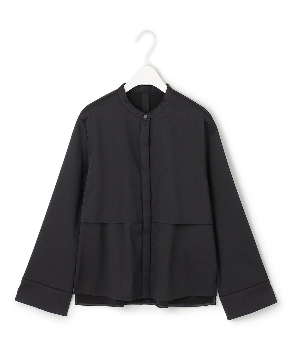 ICB 【洗える】ウォームサテン クロップドシャツ 