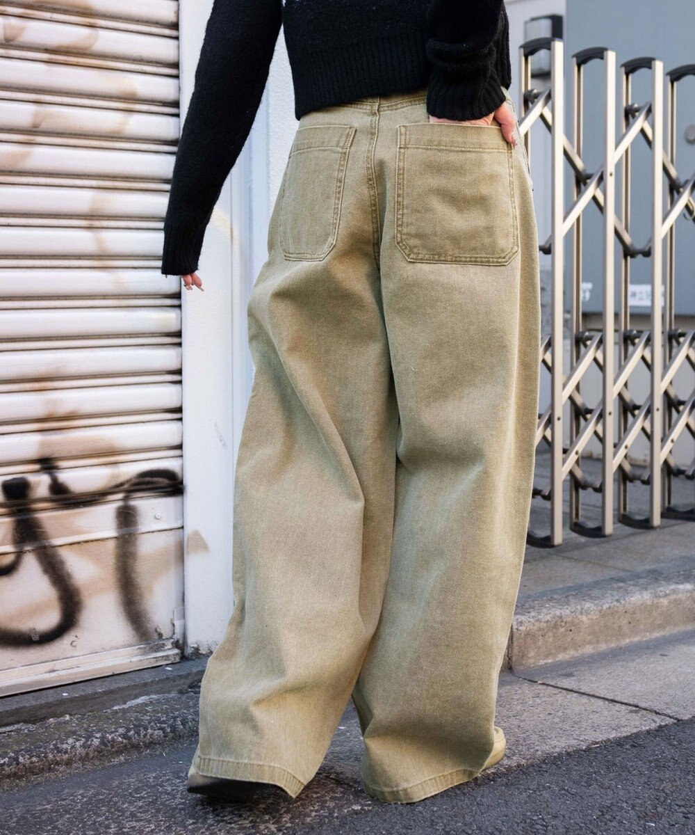 WEGO ヴィンテージウォッシュダックダブルニーバギーパンツ 