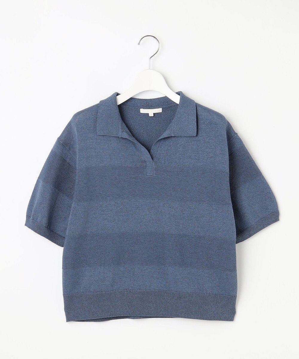 自由区 【洗える】ペーパーブレンドスキッパーポロ ニット 