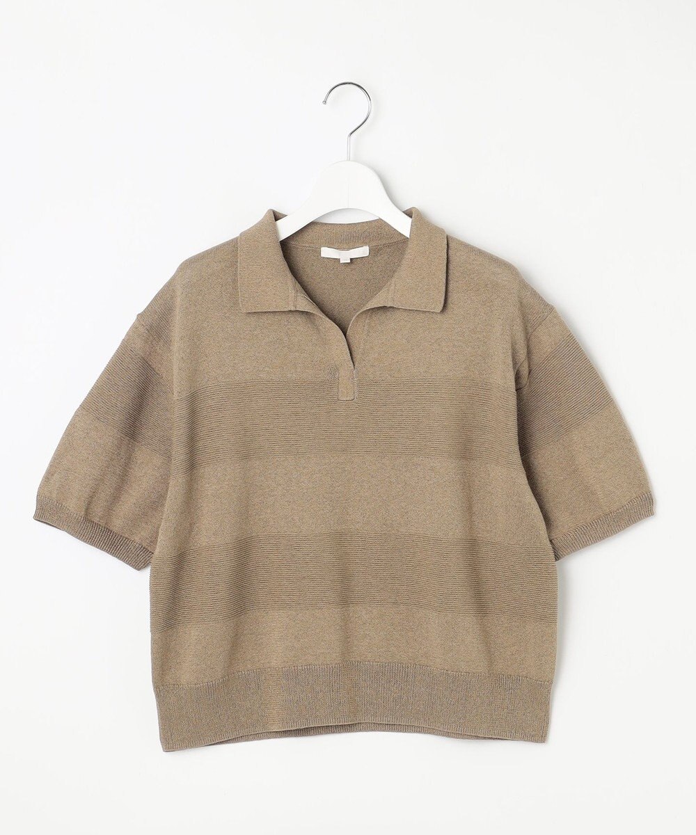 自由区 【洗える】ペーパーブレンドスキッパーポロ ニット 