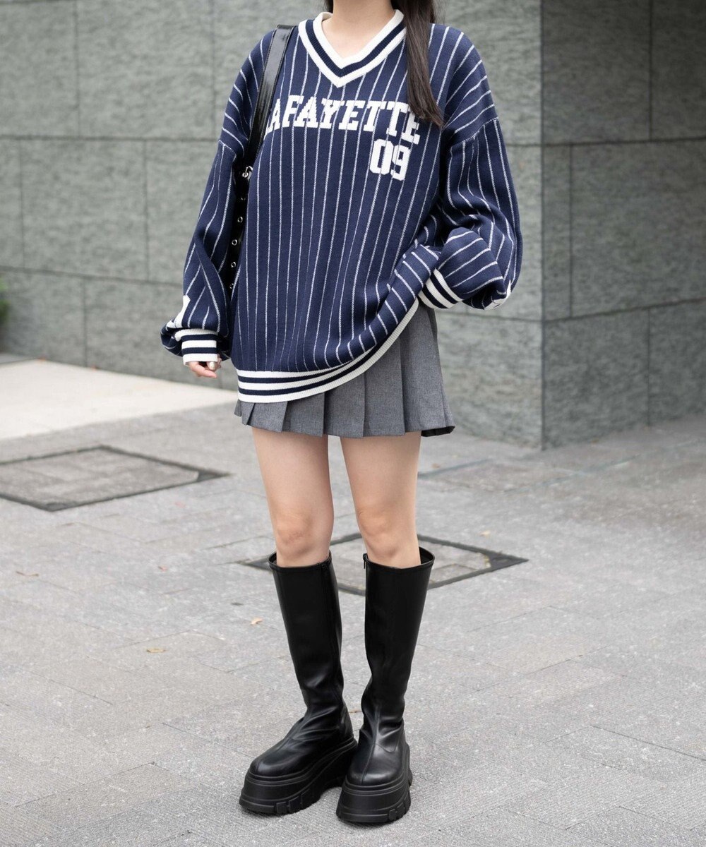 WEGO ベースボールグラフィックプルオーバーニット 