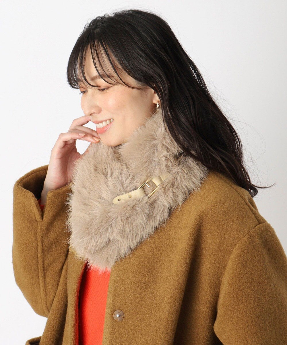 MOONBAT 【WEB限定】FURLA ベルト付きリッチフェイクファーマフラー 