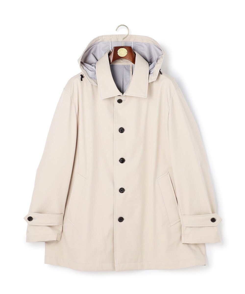 J.PRESS MEN 【KING SIZE】【オンオフ兼用 / ストレッチ / 撥水 / 洗える】トリコット3レイヤーバルマカンショートコート / フードデタッチャブル 