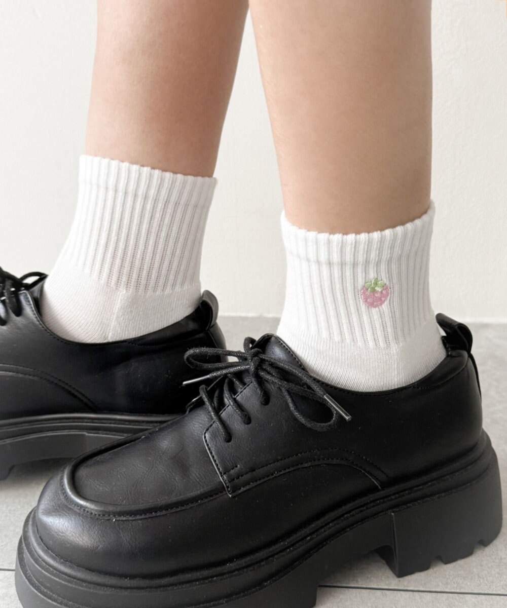 WEGO モチーフ刺繍アンクル底パイルソックス 