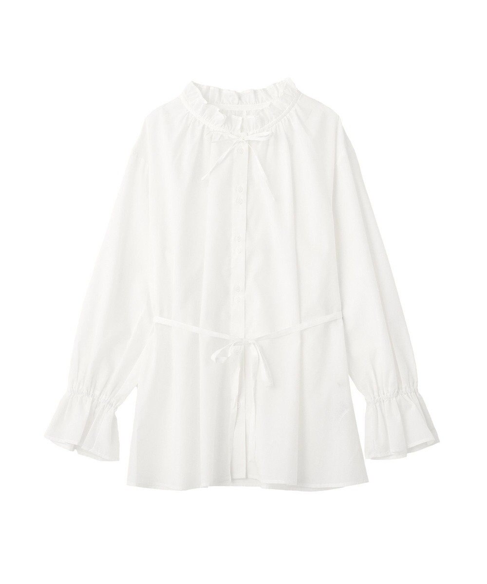 earth music&ecology 【イージーケア】TRキュプラダブルボタンフリルシャツ 