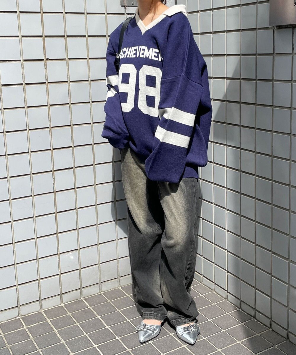 WEGO ナンバリングジャガードニット 