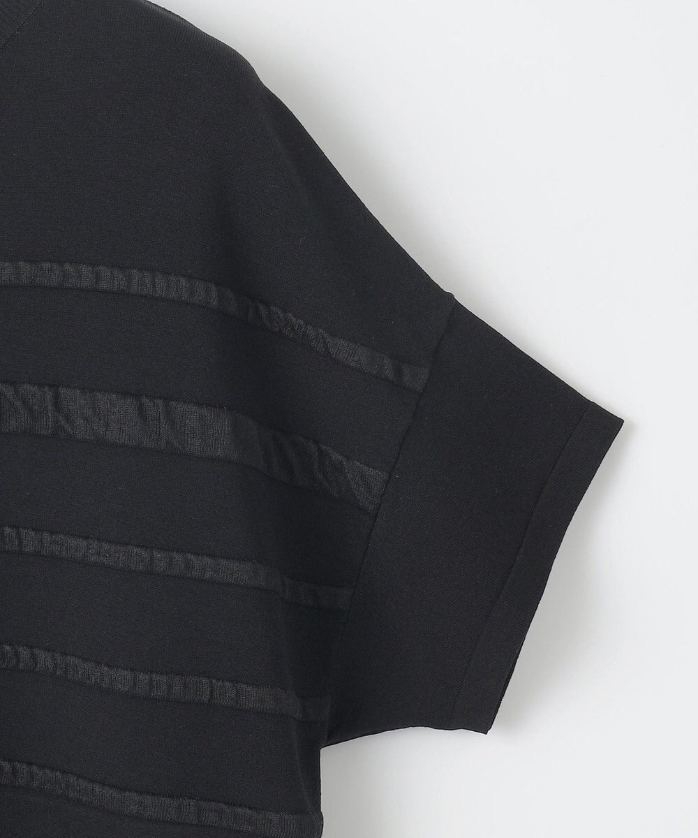 自由区 S 【接触冷感・UVカット・洗える】クレープストレッチボーダー ニット 