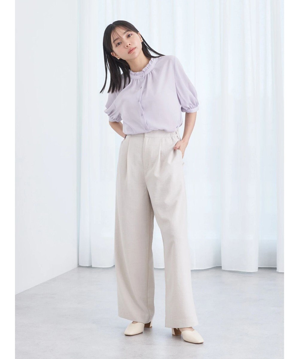 earth music&ecology ２ｗａｙスタンドフリル半袖ブラウス 