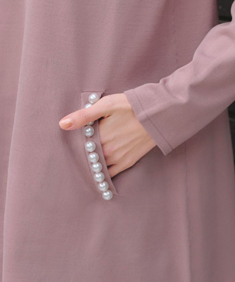 Tiaclasse 【洗える】パールポケット付きニットチュニックパーカー 