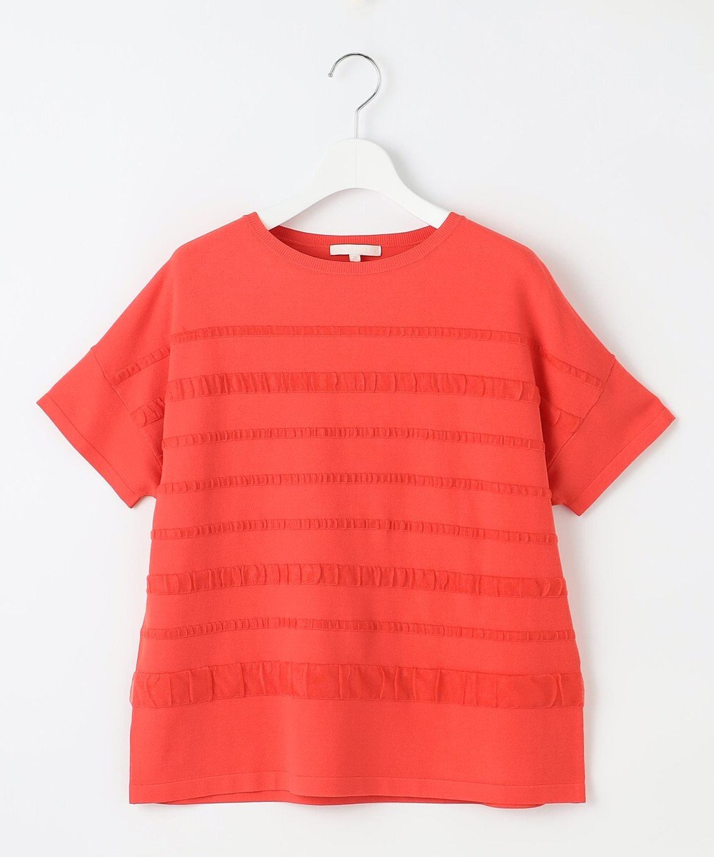 自由区 S 【接触冷感・UVカット・洗える】クレープストレッチボーダー ニット 