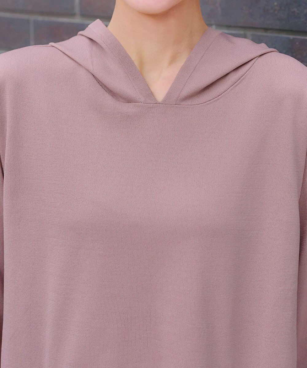 Tiaclasse 【洗える】パールポケット付きニットチュニックパーカー 