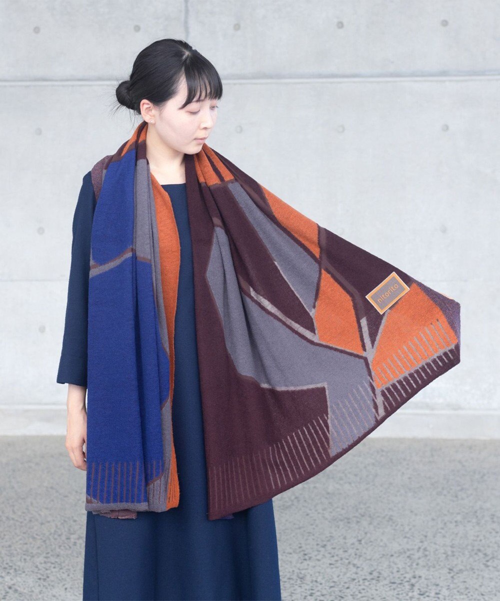 nitorito 【UNISEX】safflower オリジナル紅花柄 ストール 