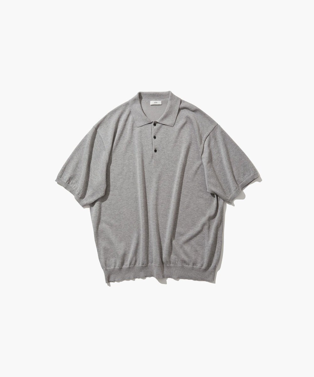 ATON COTTON WASHI KNIT | ハーフスリーブポロセーター - UNISEX 