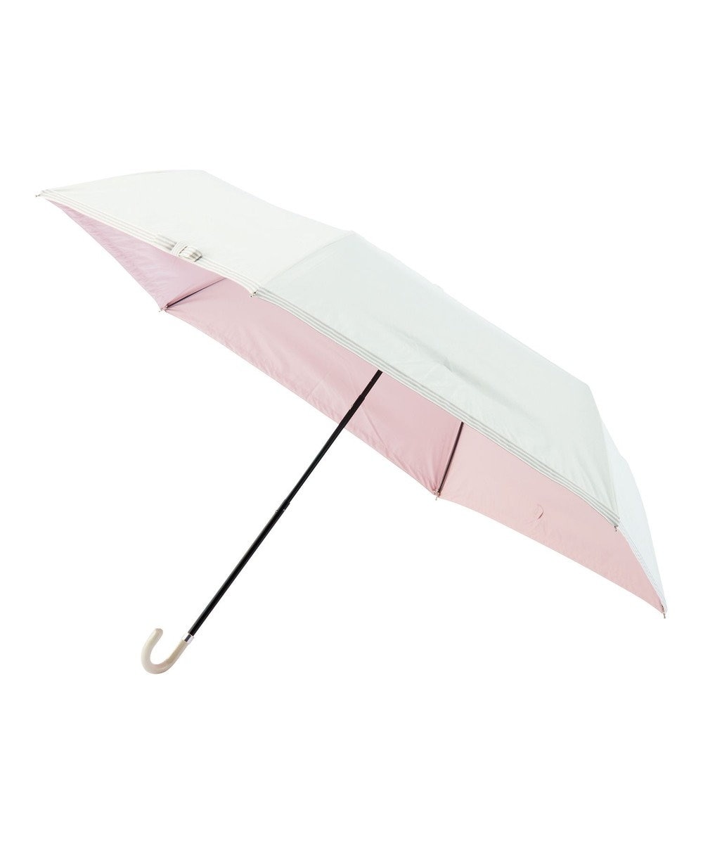 MOONBAT estaa 晴雨兼用 折りたたみ傘 ボーダーテープリボン 日傘 遮光 遮熱 UV ホワイト