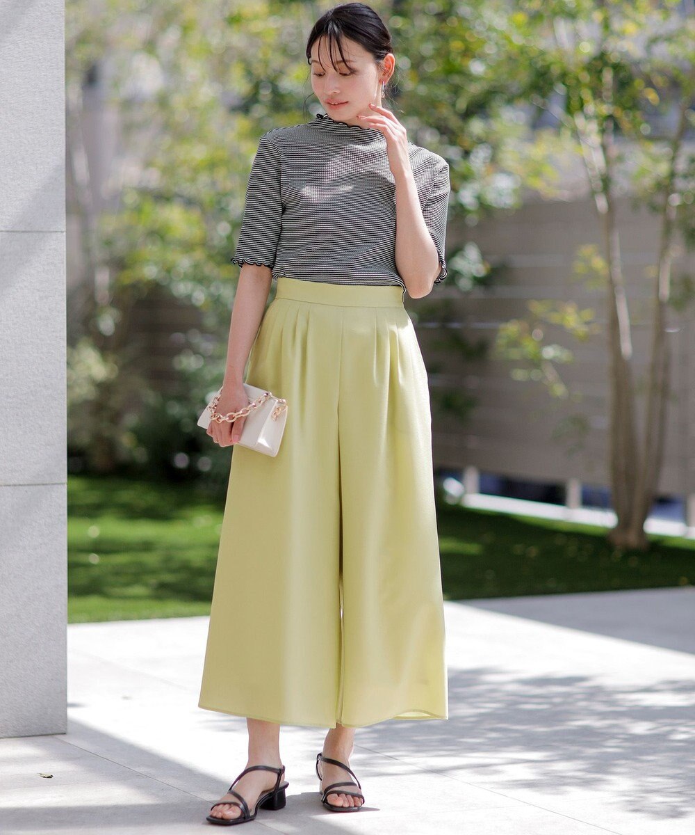 ANY SIS L 【接触冷感・UVカット・速乾】スムージーポリエステルタックフレア パンツ 