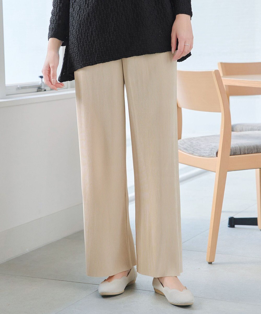 Tiaclasse L クリスタルプリーツパンツ 