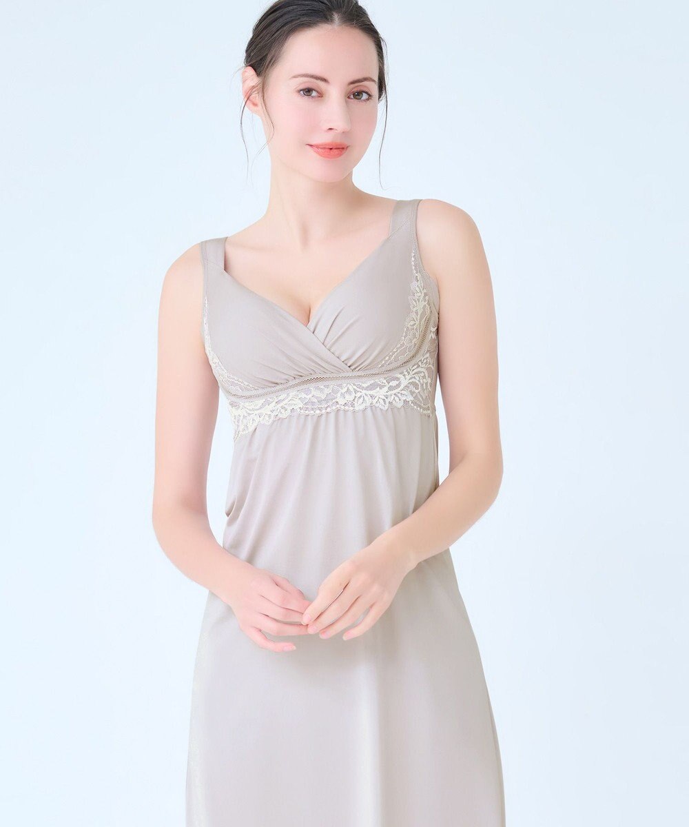 BRADELIS New York 【BRADELIS NewYork peace】綿混キャッチャーカップレースブラスリップ25 補正 下着 インナー カップ付き ワンピース 