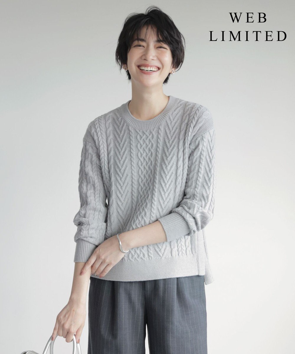 J.PRESS LADIES S 【WEB限定カラーあり・洗える】EIGER CORD ALAN クルーネックプルオーバー ニット 【WEB限定】トップグレー系