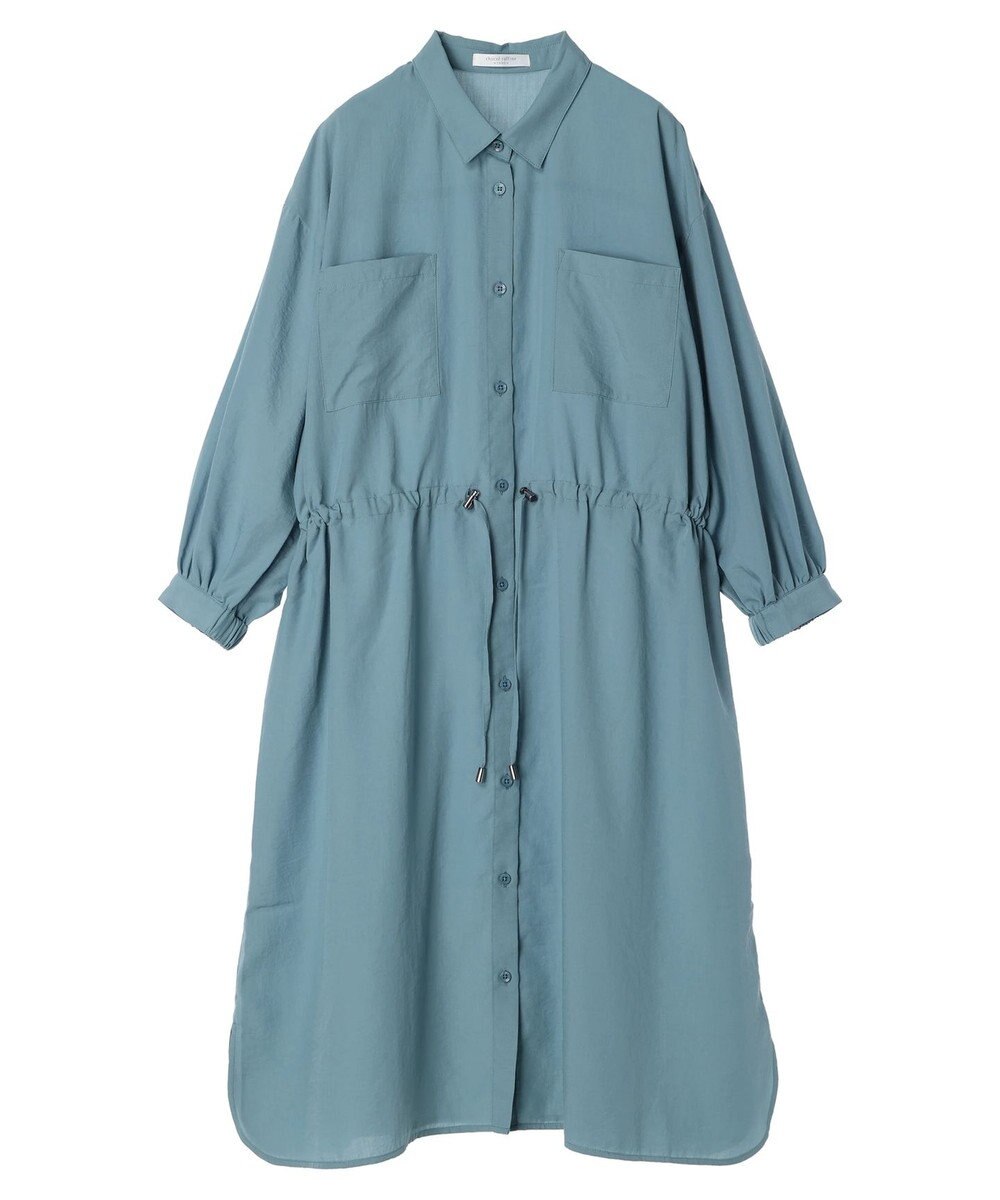 Green Parks ミディ丈ドロストシャツワンピース 