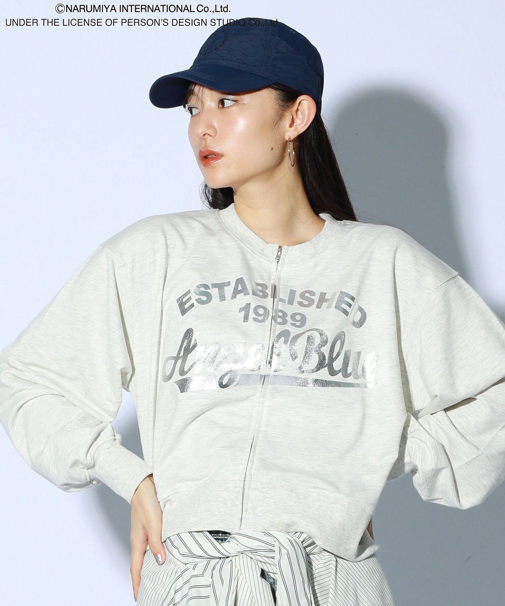 Green Parks ＡＮＧＥＬ　ＢＬＵＥ箔プリントＺＩＰカーディガン 