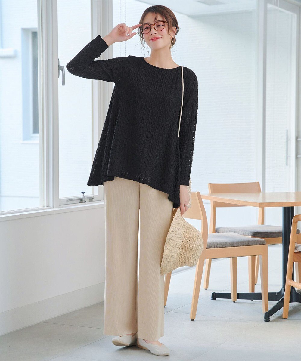 Tiaclasse L クリスタルプリーツパンツ 