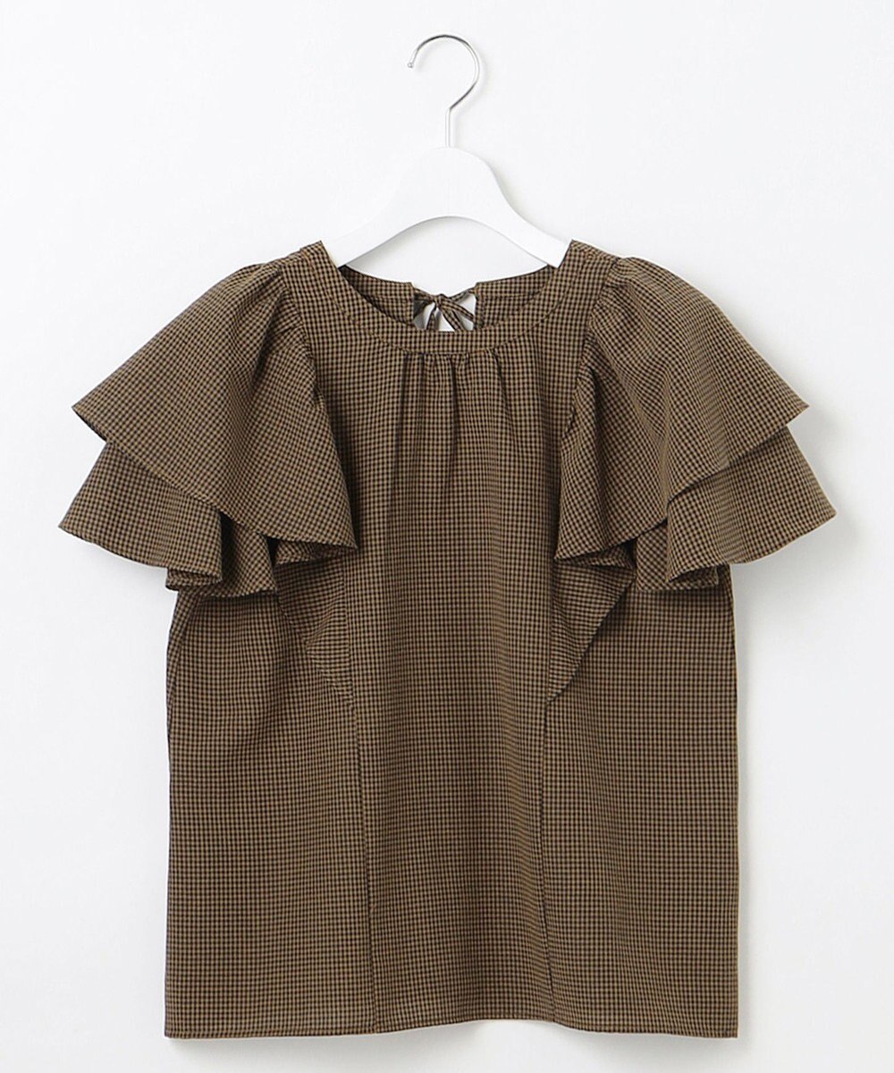 Feroux 【洗える】袖フリルブラウス 