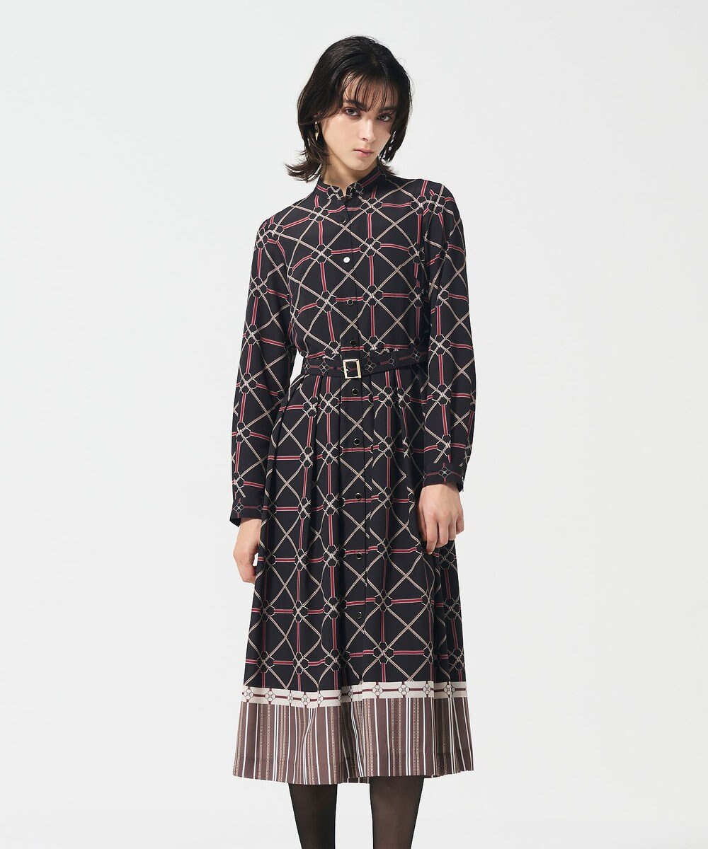 GRACE CONTINENTAL チェーンベルトプリントワンピース 