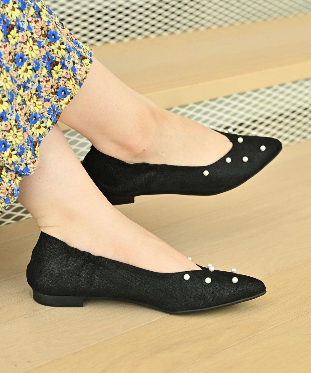 nouvelleRobe Oū 【本革・高反発】Pearl decoration ポインテッドトゥパンプス 