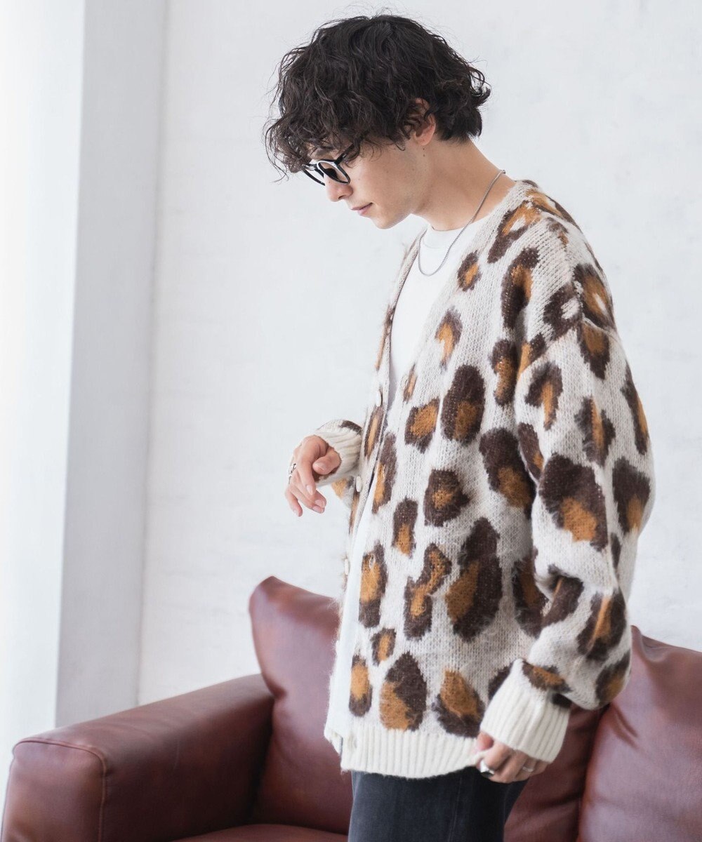 WEGO モヘアライク総柄BIGカーディガン 