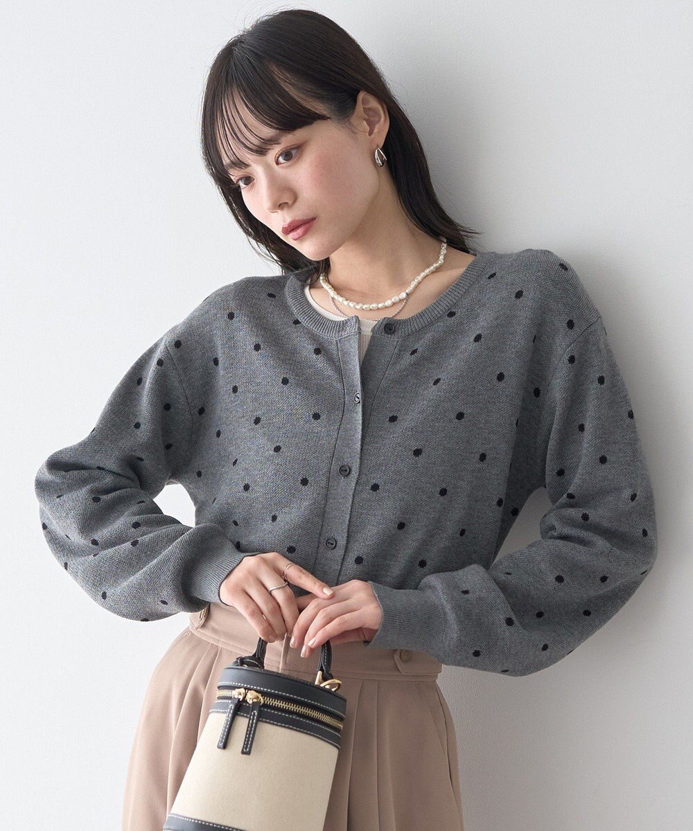 earth music&ecology ドットジャガードカーディガン 