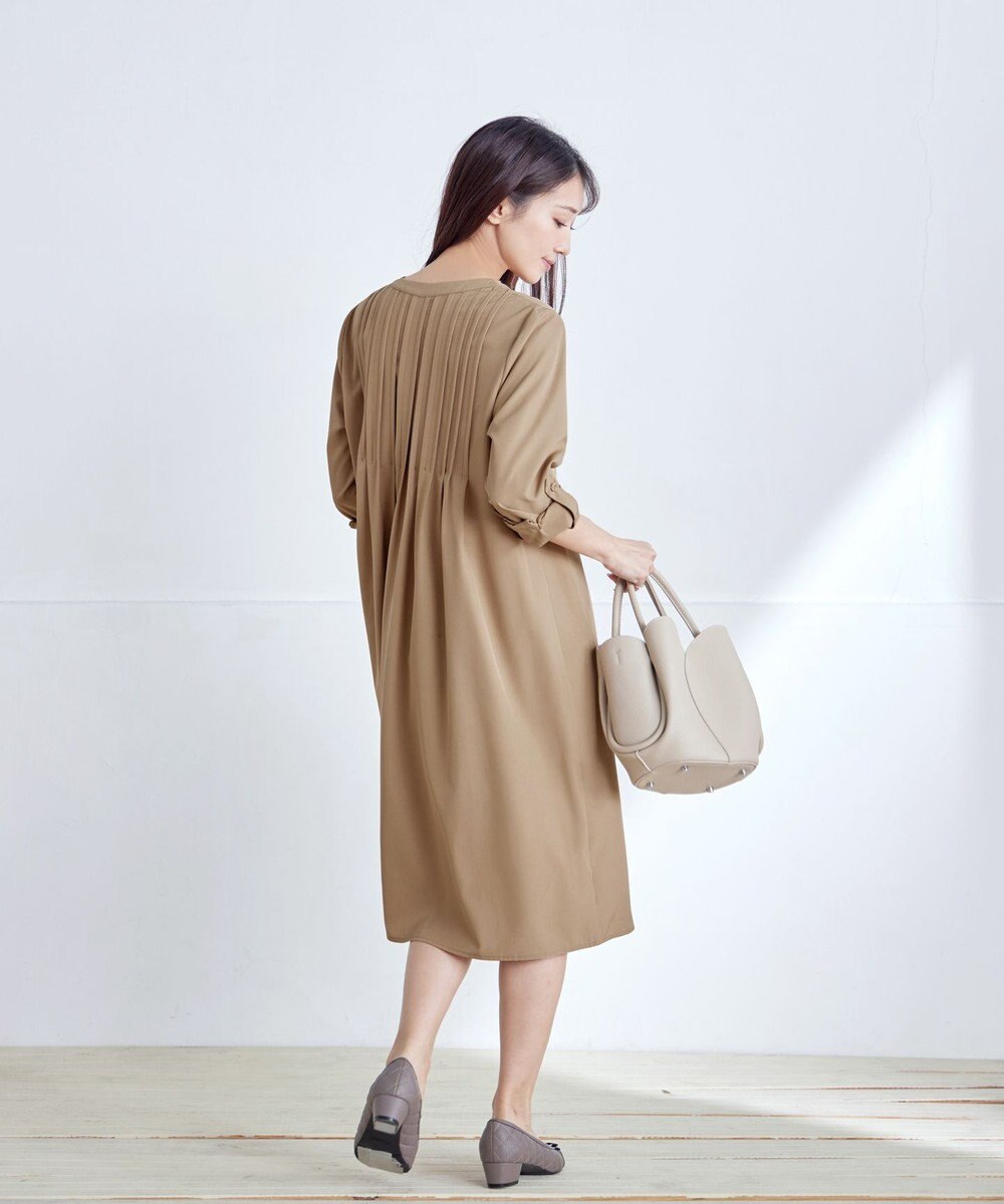 Tiaclasse L 【洗える】ランダムタックチュニックワンピ―ス 