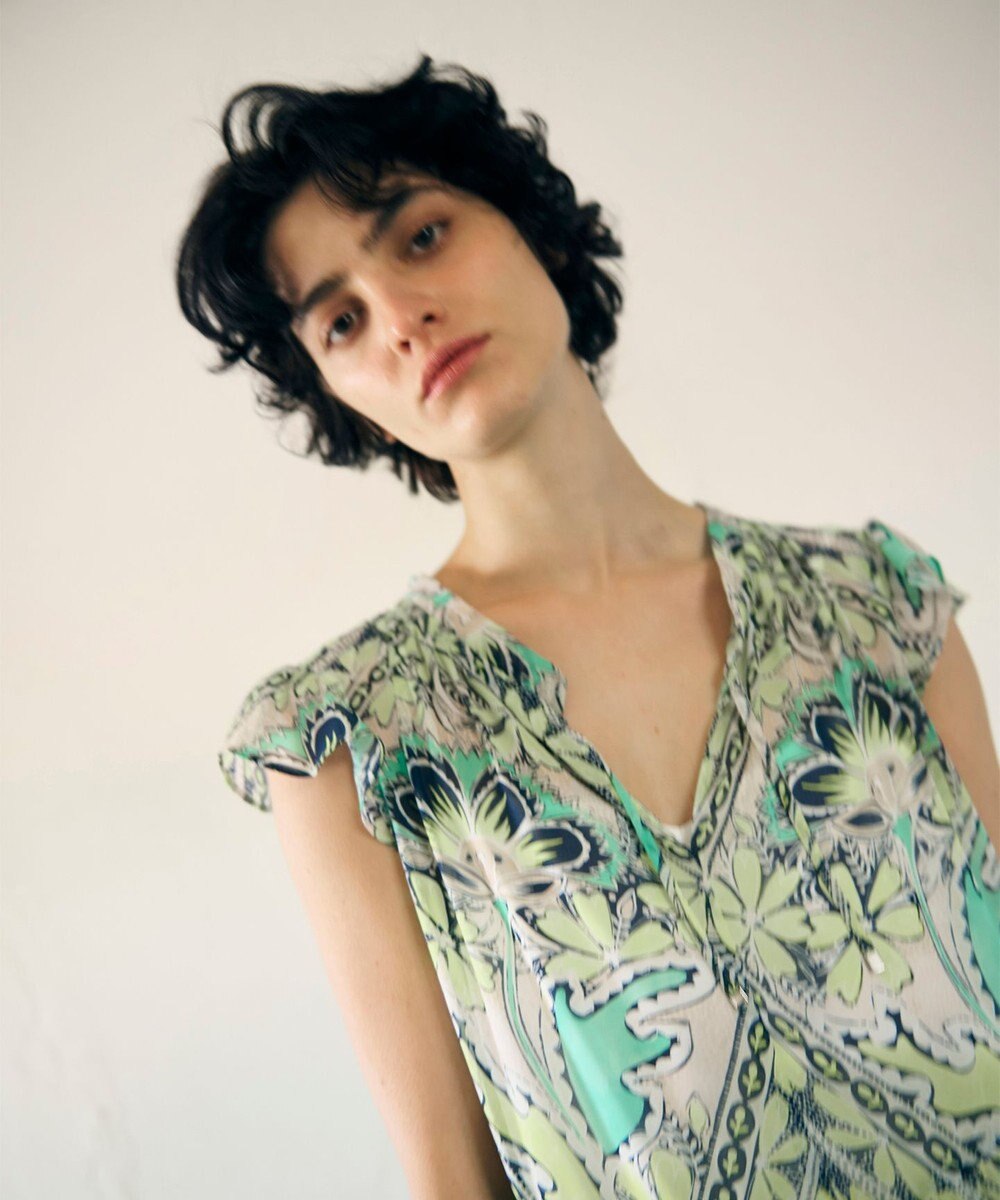 GRACE CONTINENTAL シフォンプリントティアードワンピース 