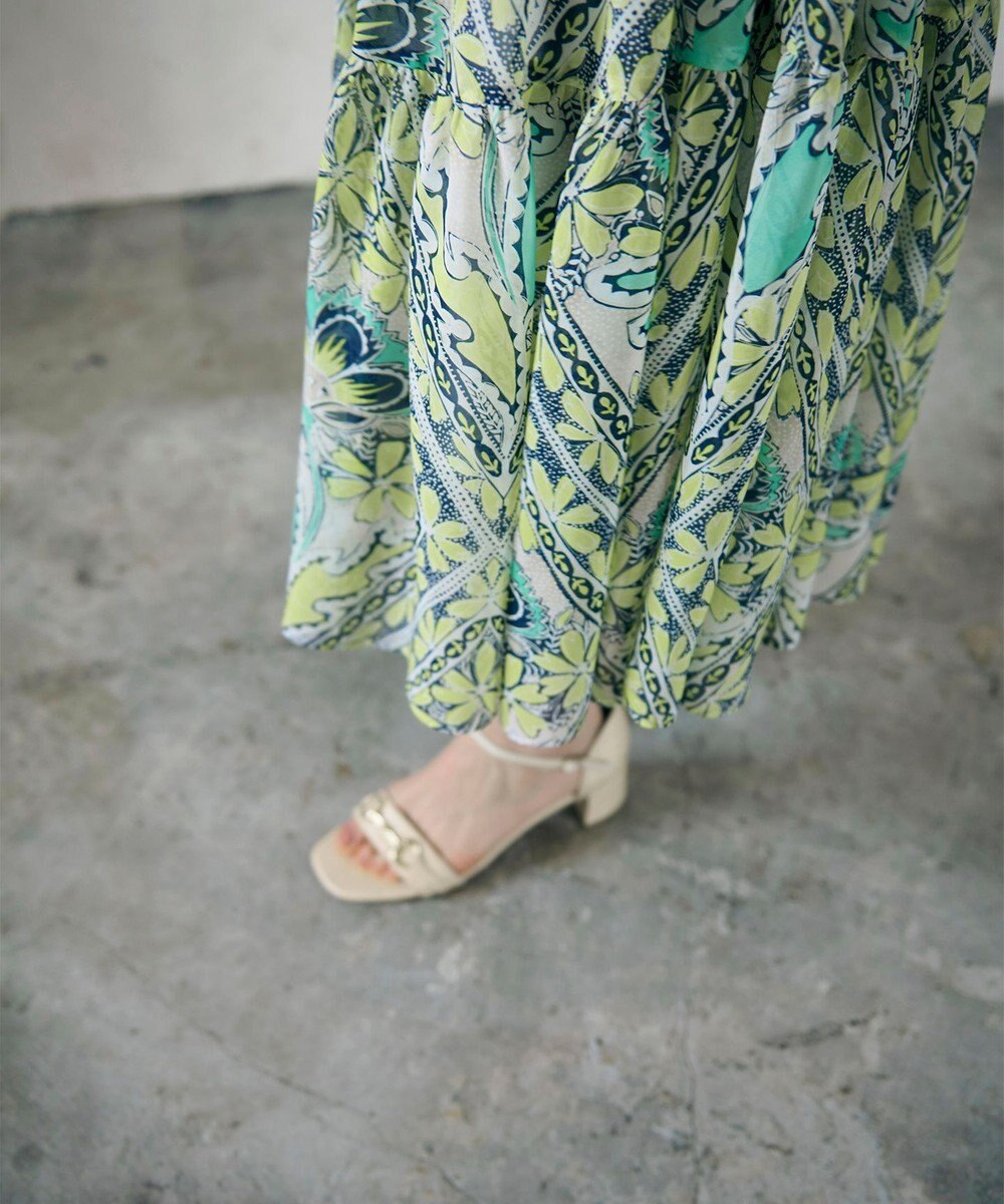 GRACE CONTINENTAL シフォンプリントティアードワンピース 