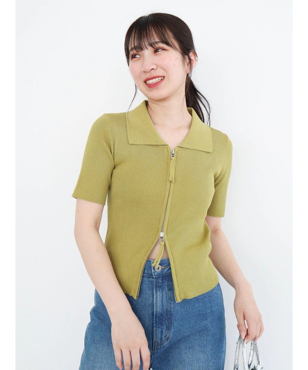 Green Parks ５分袖衿付きＺｉｐプルオーバー 