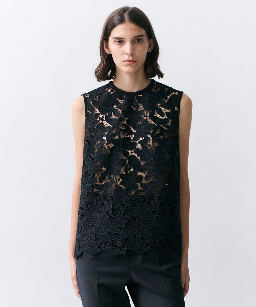 BEIGE， CITRINE / エンブロイダリーレースノースリーブブブラウス 