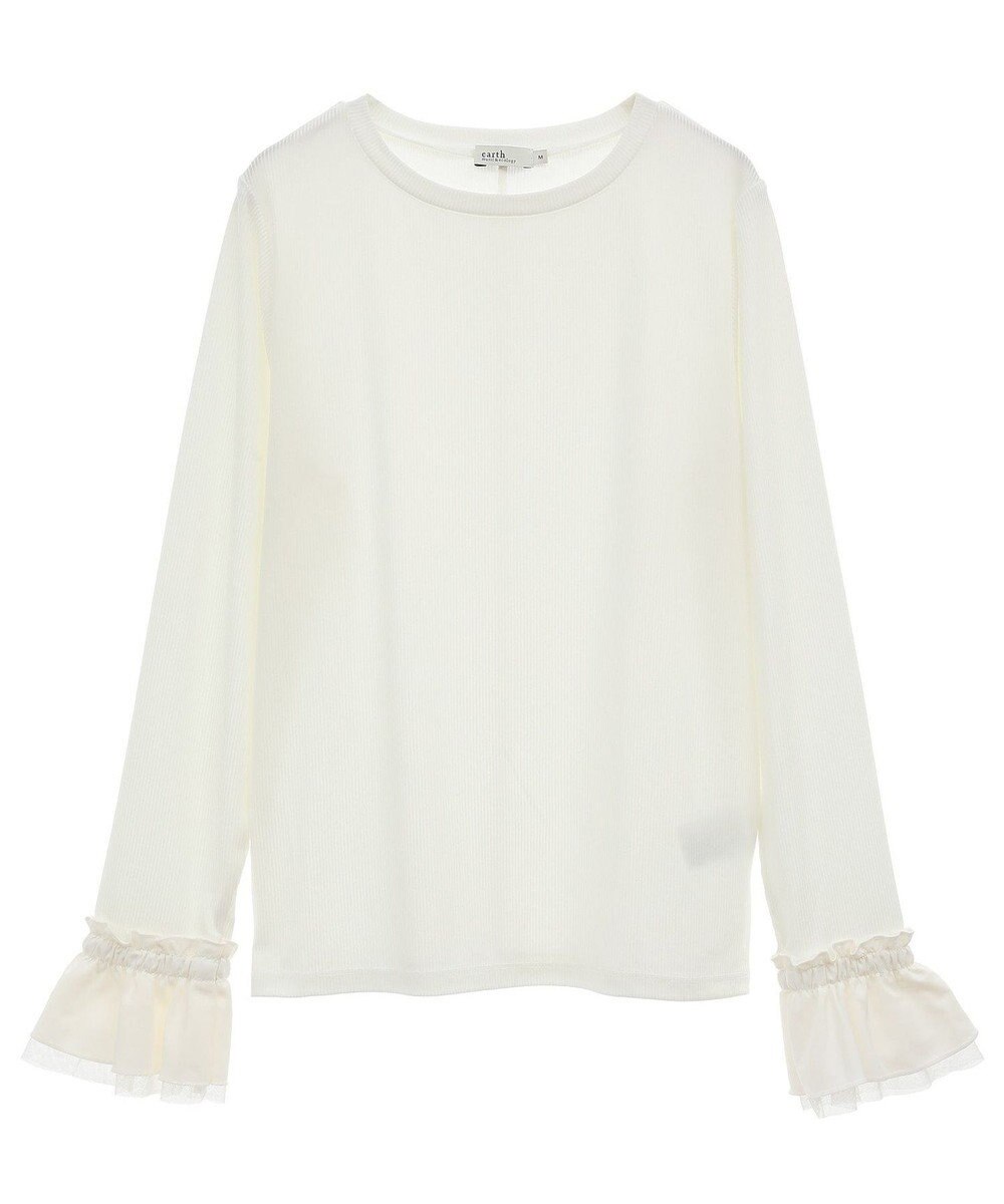 earth music&ecology フリルスリーブリブプルオーバー 