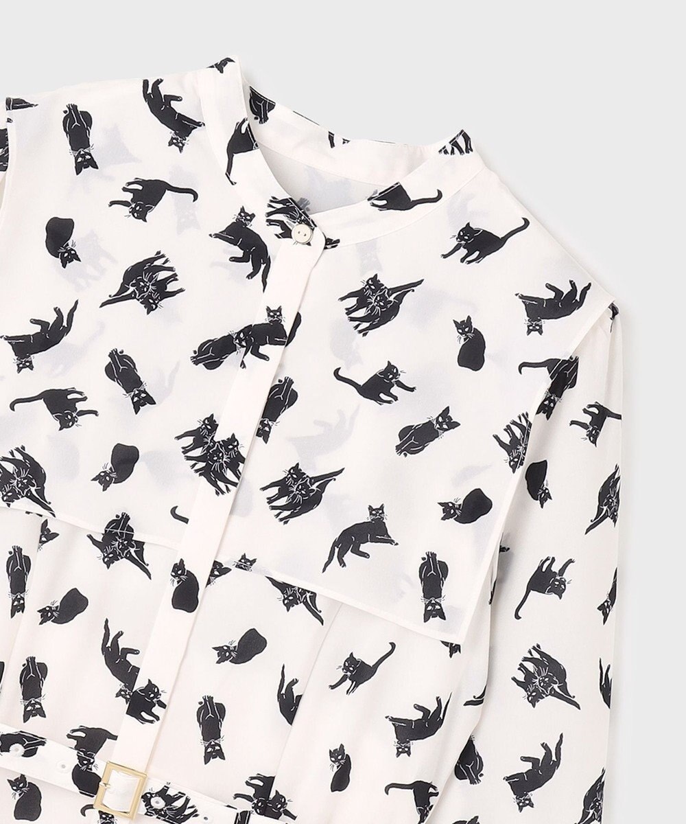 GRACE CONTINENTAL キャットプリントフライヨークワンピース 