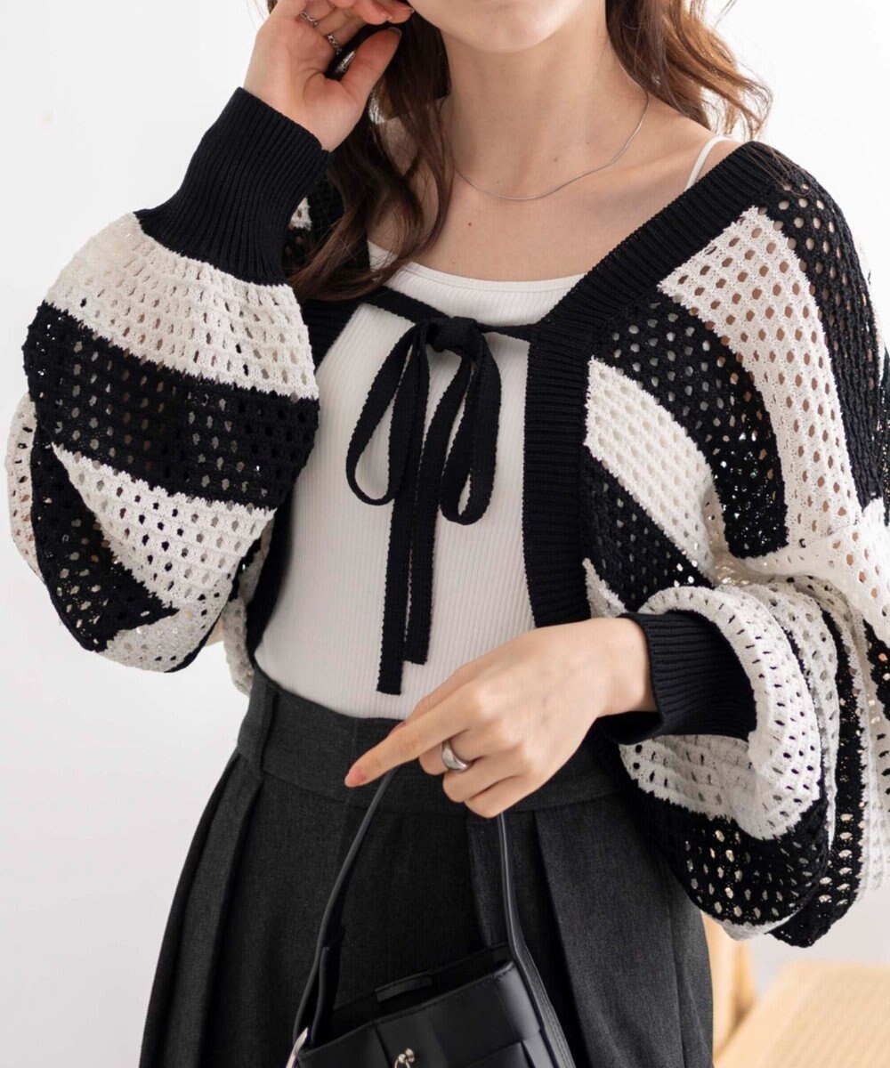 WEGO 【紫外線対策/手洗い可】メッシュリボンボレロ 