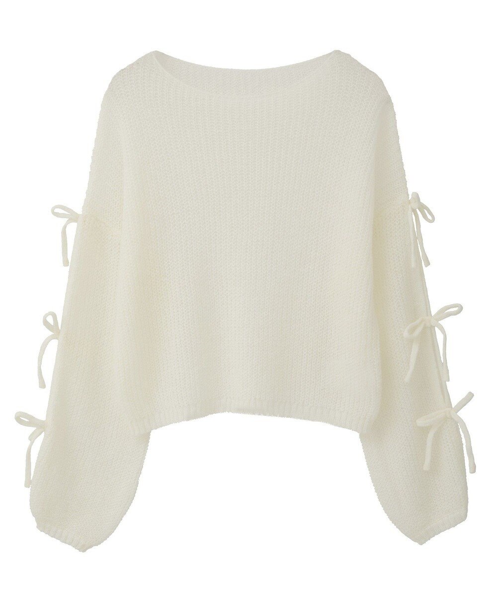 earth music&ecology サイドリボン透かしニットプルオーバー 