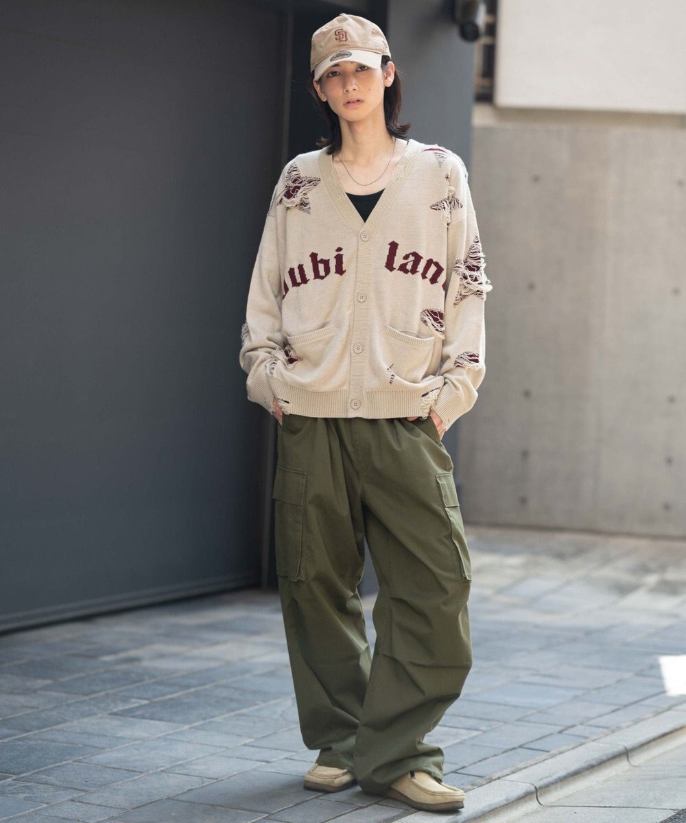 WEGO 【ユニセックス着用ITEM】ダメージジャガードカーディガン 