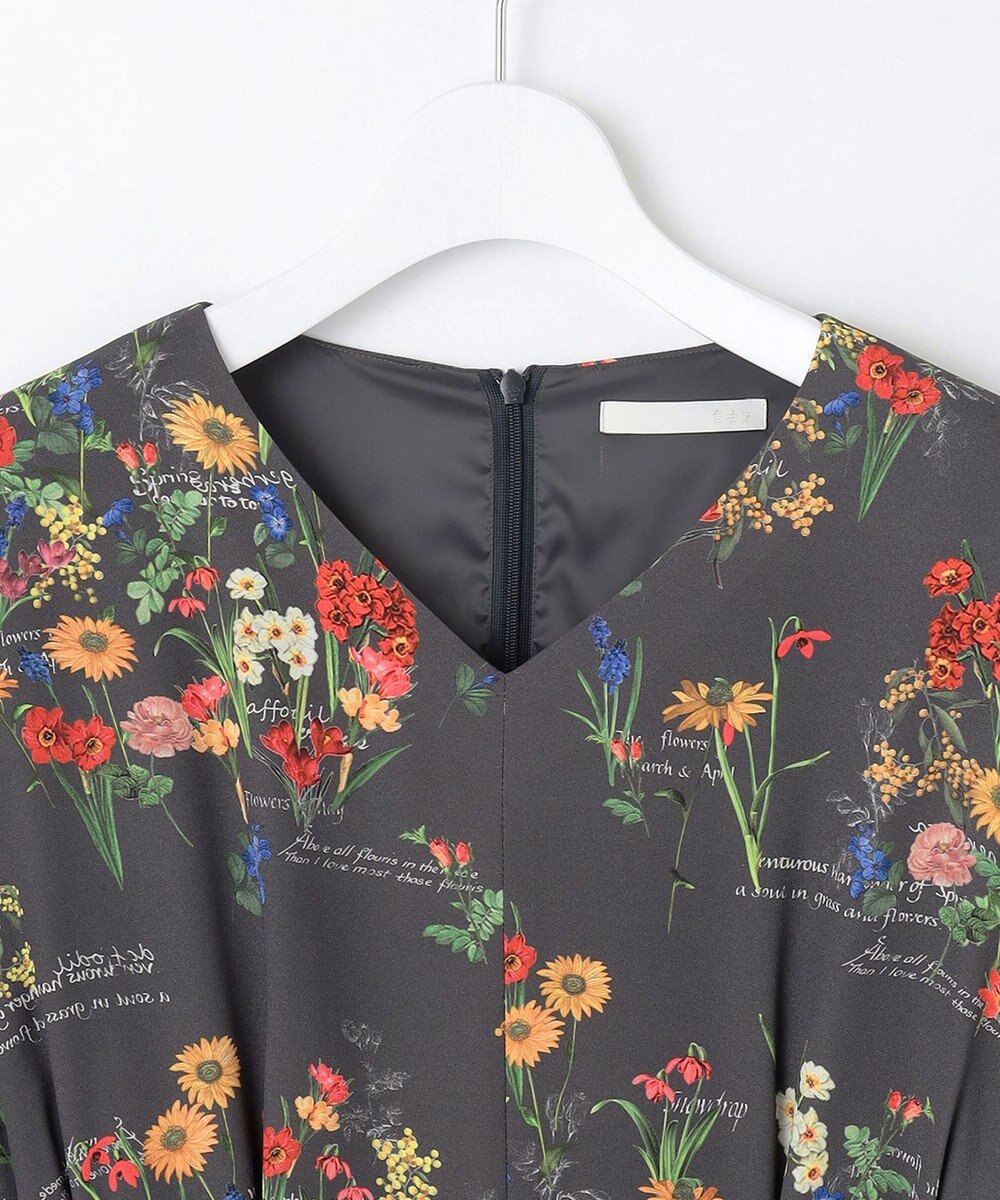 自由区 【洗える】フラワーガーデンプリント ワンピース 
