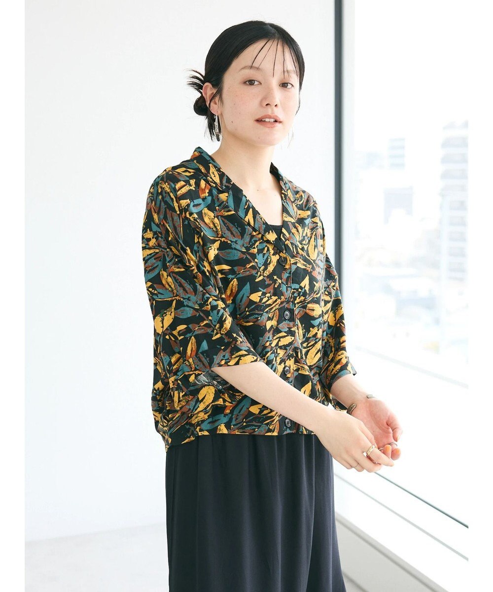 CRAFT STANDARD BOUTIQUE レーヨン柄プリントワイドシャツ 