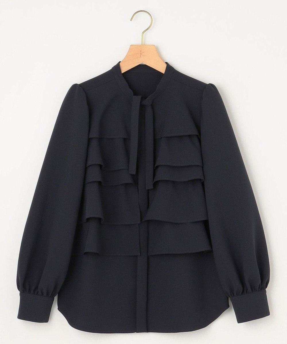 組曲 【KUMIKYOKU NAVY】コンフォータブルドレープ フリルブラウス 