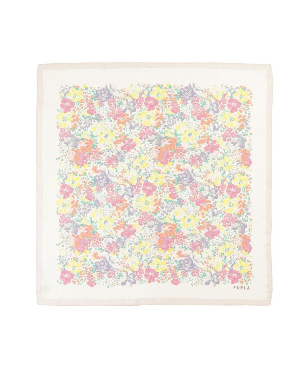 MOONBAT 【シルク100%】フルラ (FURLA) 花柄 シルクプリントスカーフ 65cm×65cm 