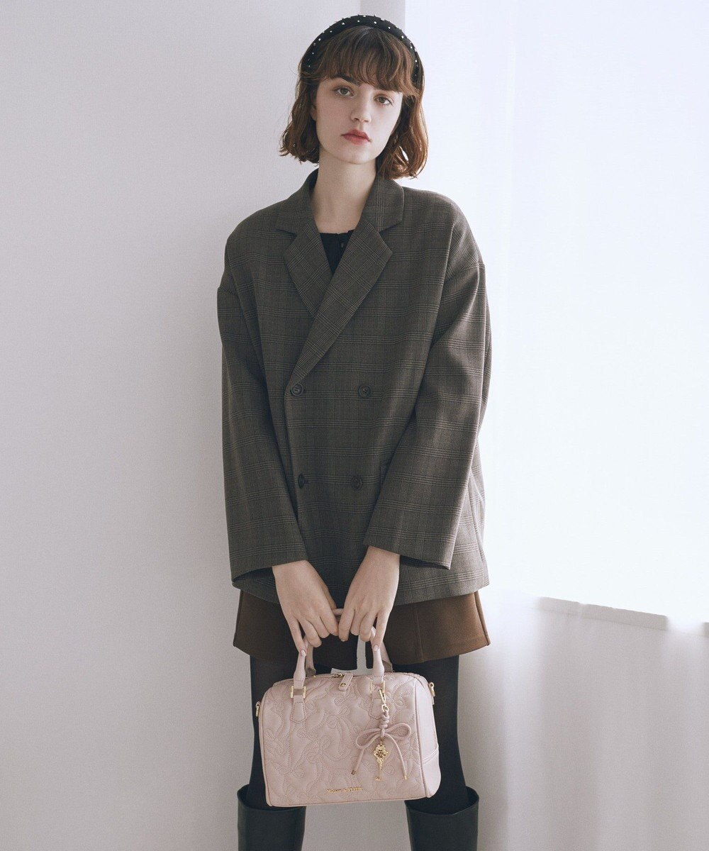 Maison de FLEUR チャーム付きリボンキルティングボストンバッグ 