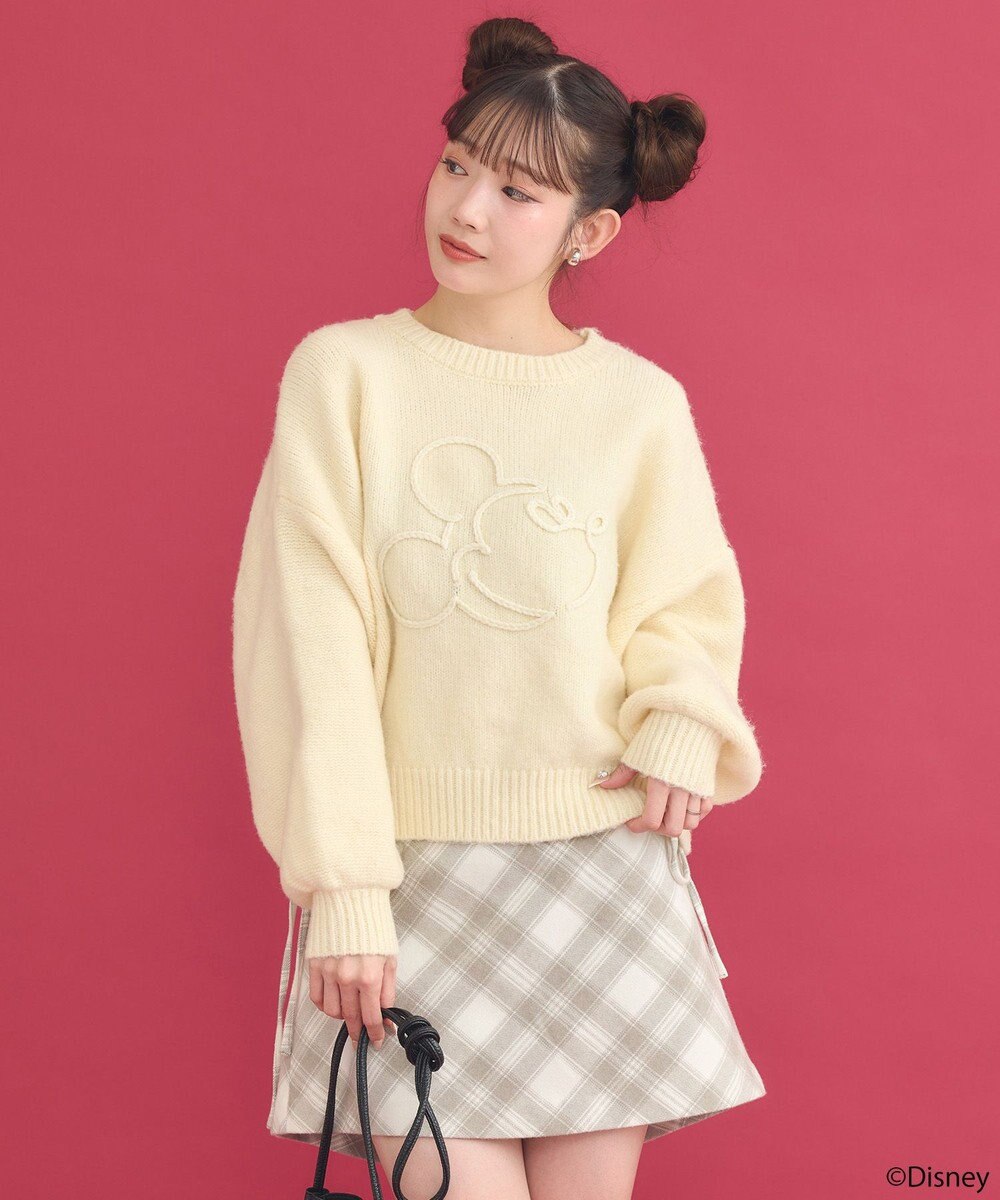 earth music&ecology Disney/ミッキーコード刺繍ニットプルオーバー 