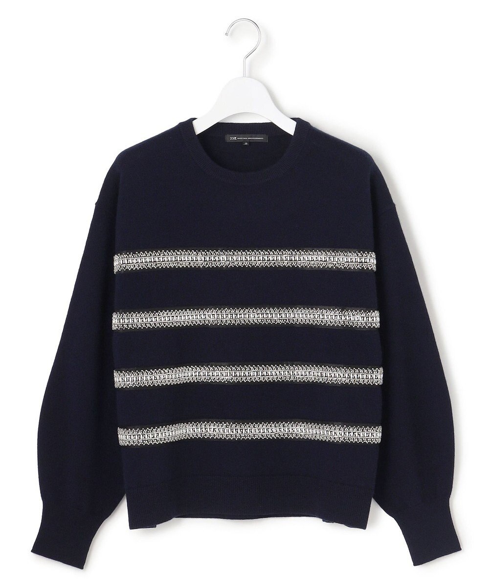 23区 【WEB&一部店舗限定/滝沢眞規子さん着用】ビジューボーダー ニット 