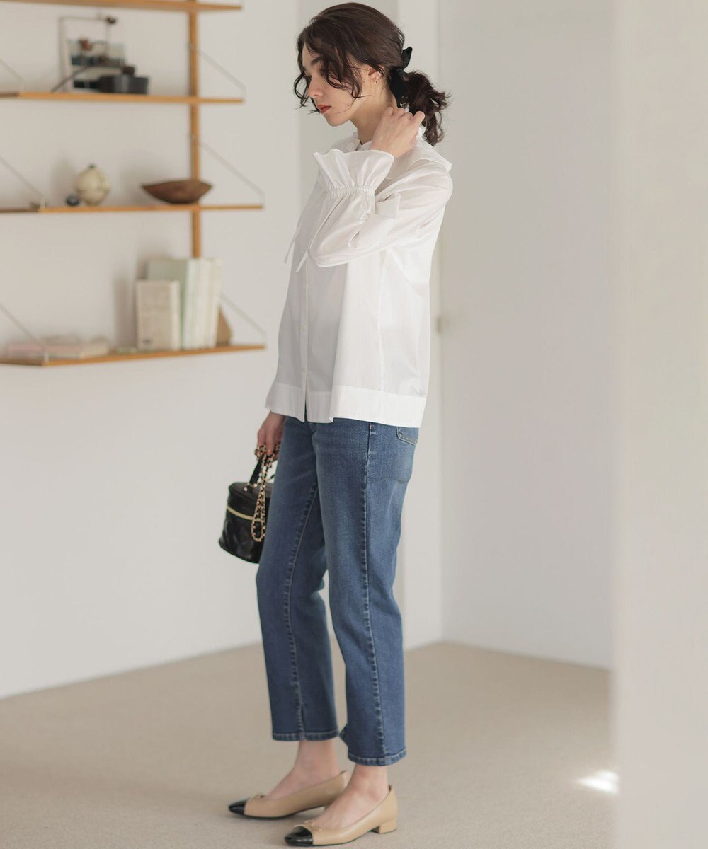 組曲 【2WAY】エアリーシャーティングフリル襟 ブラウス 