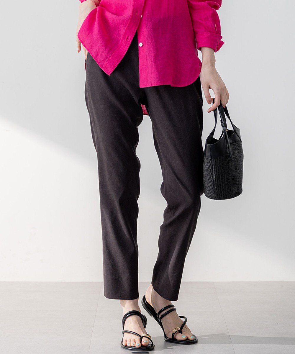 23区 S 【洗える】リネンレーヨンストレッチ テーパード パンツ 