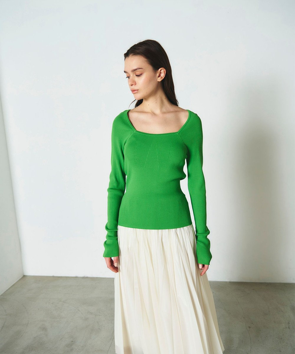 GRACE CONTINENTAL リブスクエアニットトップ 